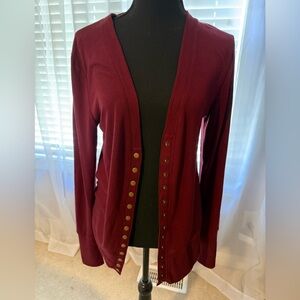 Zenana Outfitters Burgundy Button-Down Cardigan